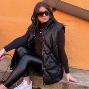 Abercrombie & Fitch Oversized Vegan Leather Vest - XS